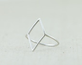 Diamond Silver Ring - Geometric - Minimalist