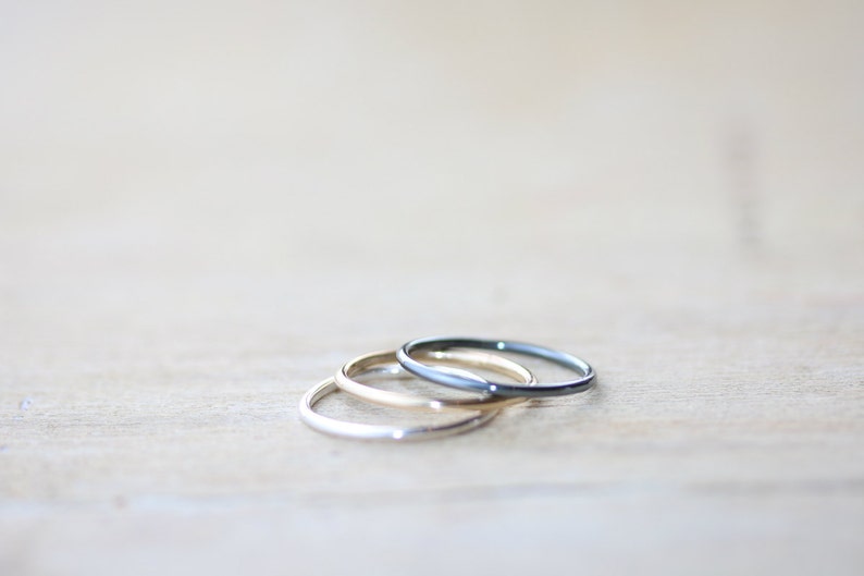 Silver & Gold Stacking Rings Set of 3 image 2