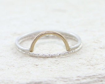 Gold Arc & Silver Faceted Stacking Rings