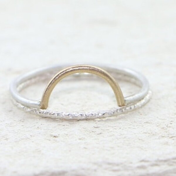 Gold Arc & Silver Faceted Stacking Rings