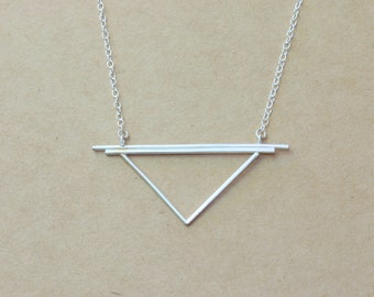 Geometric Triangle Bar Necklace Sterling Silver