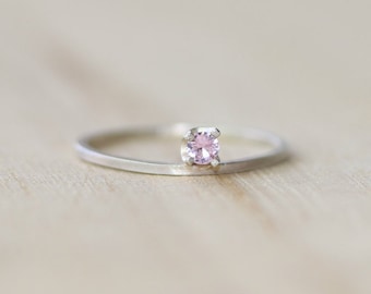 Minimalist Pink Sapphire Gemstone Ring | Stackable Ring | Skinny Ring