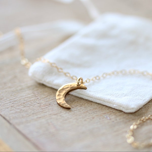 Crescent Moon Necklace in 14K Gold Filled  | Gold Minimalist Jewelry | Layering Necklace | Gift for Her | Rose Gold Necklace