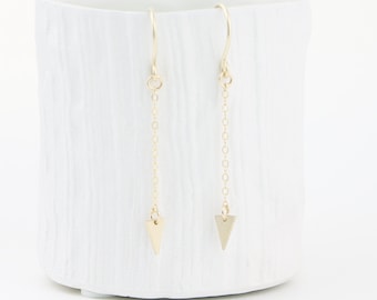 Gold Arrow Drop Earrings | Minimalist Gold Earrings | Geometric Earrings