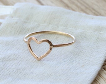 Gold Love Heart Ring | Rose Gold Sterling Silver Love Heart Ring
