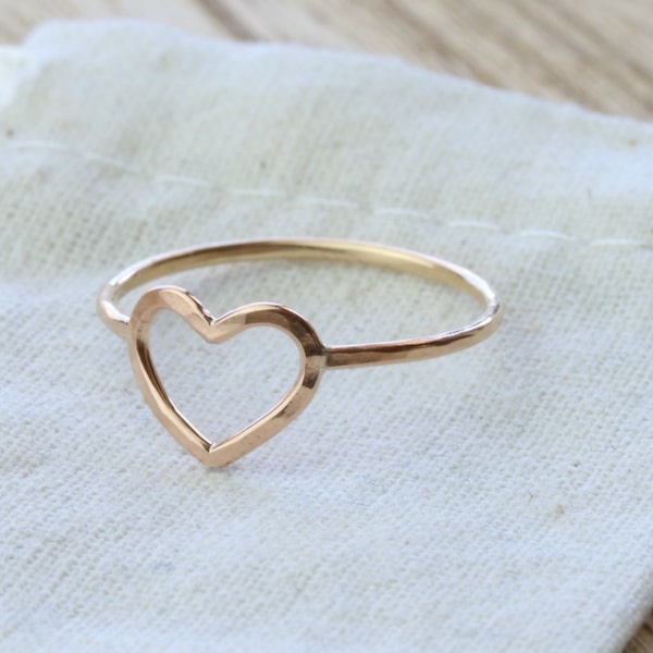 Gold Love Heart Ring | Rose Gold Sterling Silver Love Heart Ring