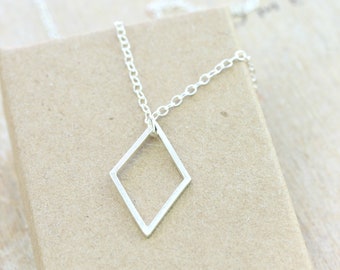 Geometric Diamond Necklace in Silver | Layering Necklace | Minimalist Jewelry | Contemporary Jewelry