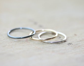 Silver & Gold Stacking Rings - Set of 3