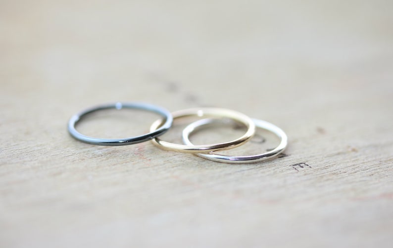 Silver & Gold Stacking Rings Set of 3 image 1