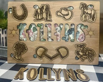 Country Western Horse Cowgirl Cowboy Children's Puzzle
