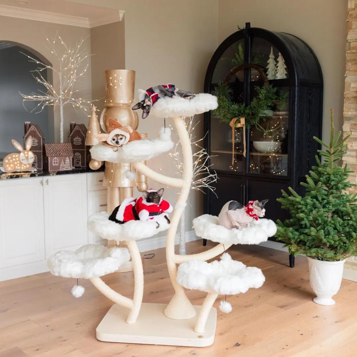 Flowers Wood Floral Cat Tree Tower