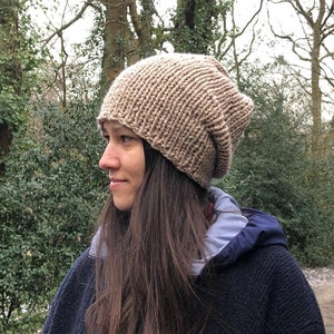 Slouchy Hat, Women&#39;s Slouchy Hat, Men&#39;s Slouchy Hat, Chunky Slouchy Beanie, Winter Hat, Beige