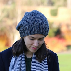 Slouchy-muts, Slouchy-muts dames, gebreide muts, Slouchy wintermuts, gebreide muts voor dames, grijs