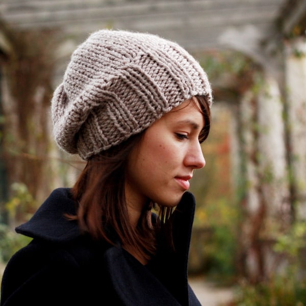 Chapeau de bonnet Slouchy à l’avoine, bonnet Slouchy pour femmes, chapeau en tricot chunky, accessoires d’hiver