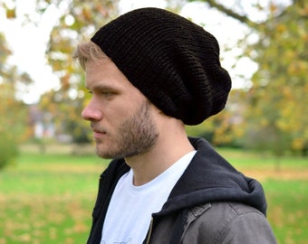 Herren Slouchy Beanie - Handstrickmütze Wintermütze