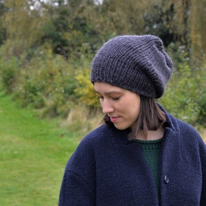 Slouchy hoed, dameshoed, herenhoed, gebreide slouchy muts, winterhoed, handgebreide muts, wintermodeaccessoires