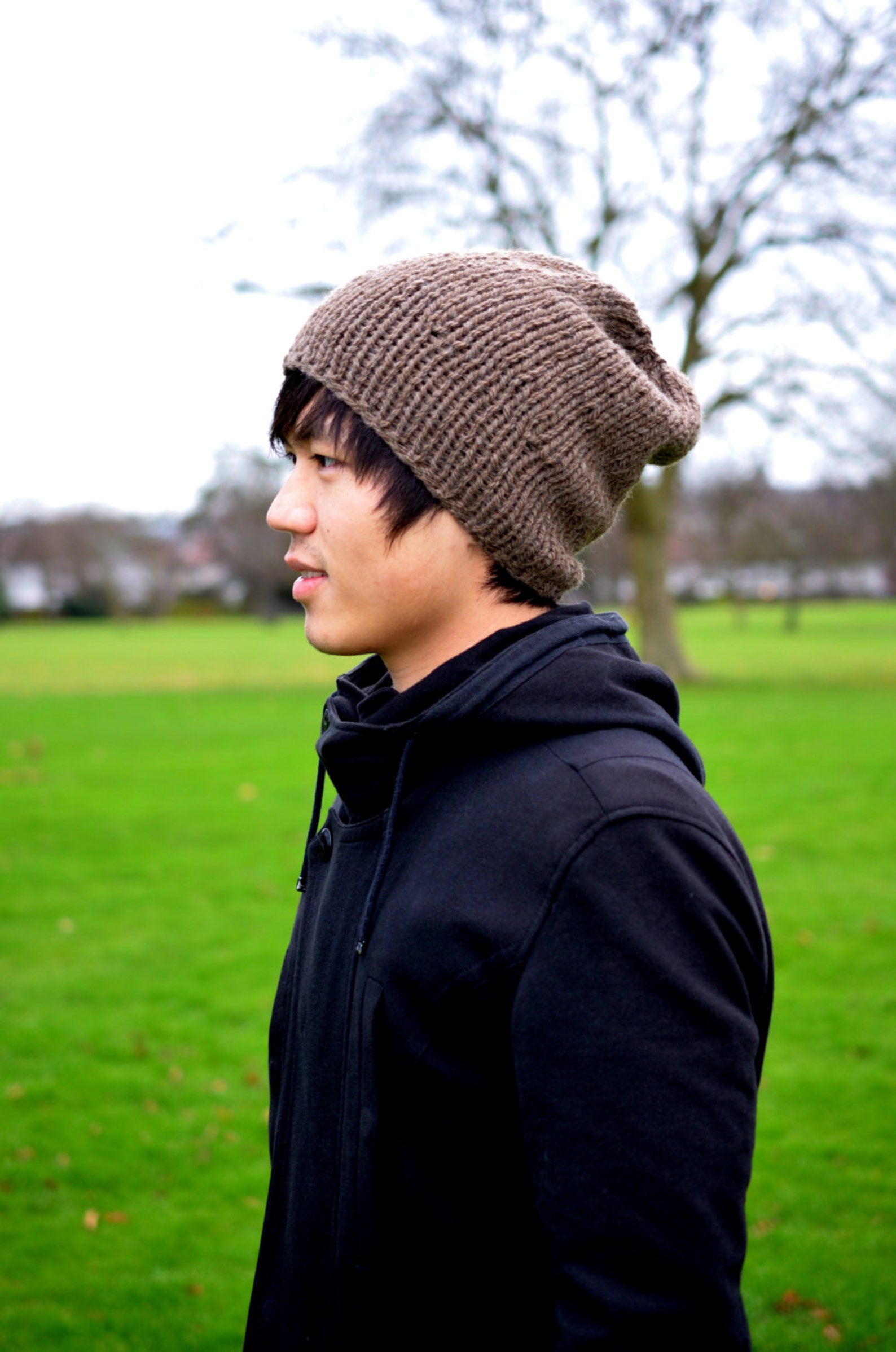 Slouchy Beanie Men's Slouchy Beanie Men's Knitted Etsy UK