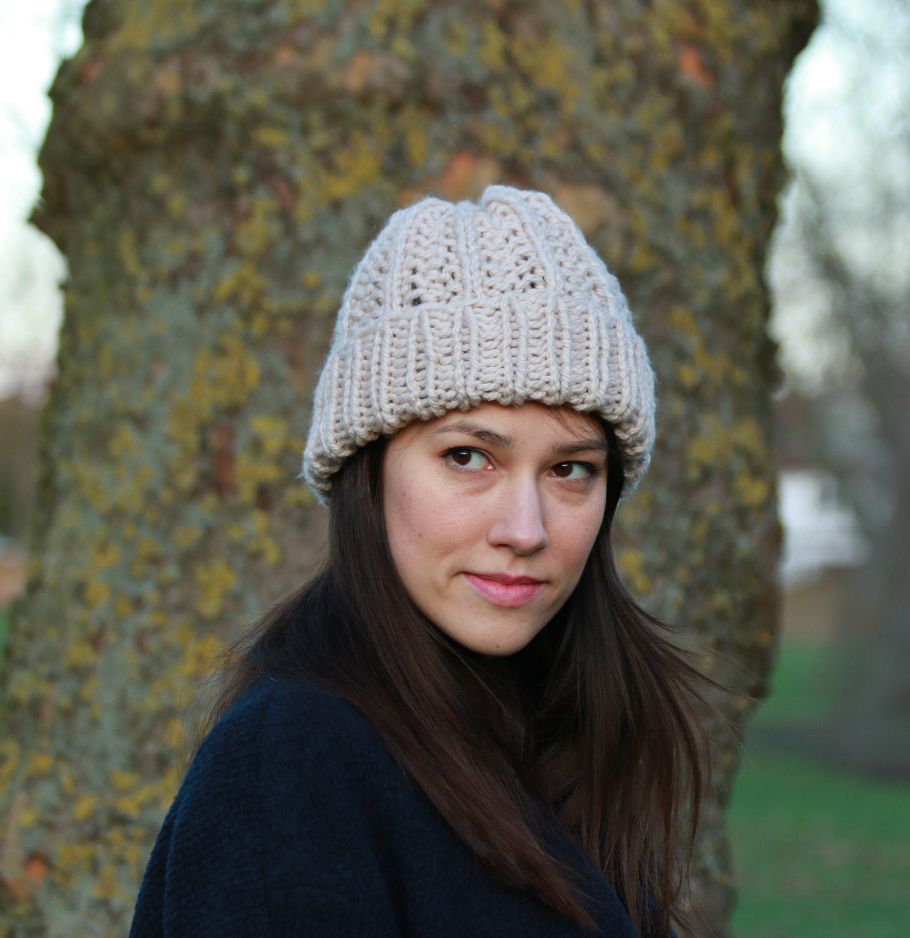 Oatmeal Chunky Beanie Knit Hat for Men or Women Winter Oatmeal Chunky Beanie Knit Hat for Men or Women Winter