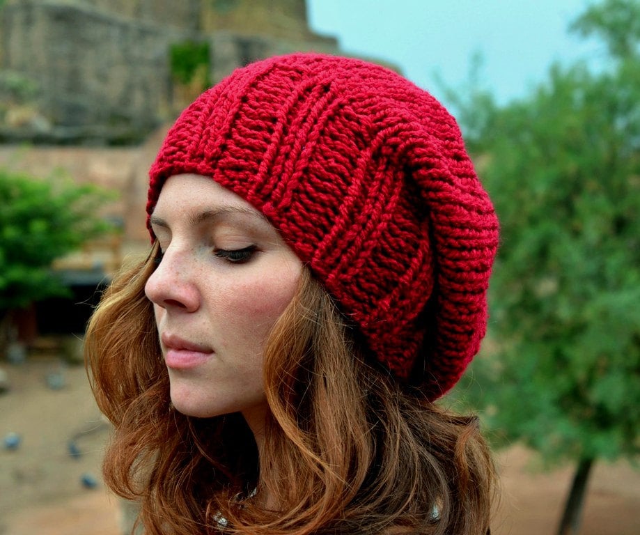 Red Slouchy Beanie Women