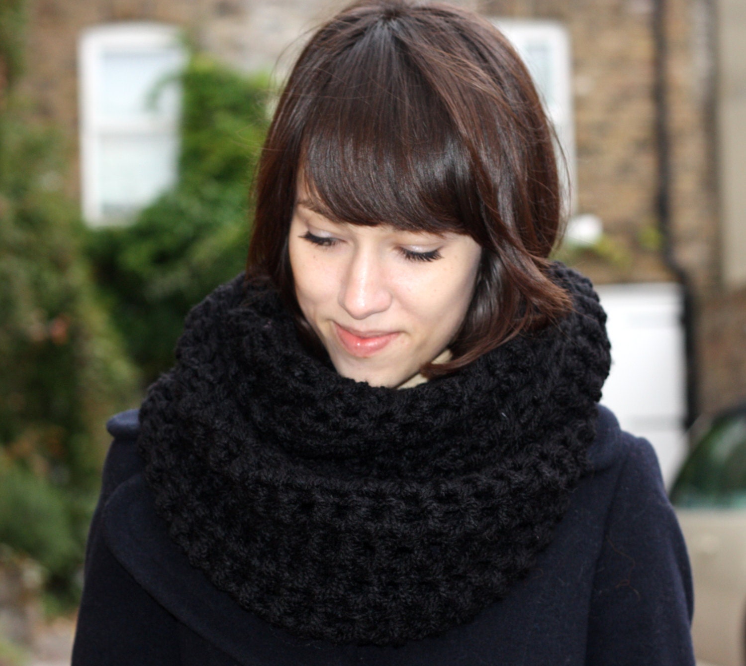 Black Circle Scarf, Women's Scarf, Men's Scarf, Infinity Scarf, Snood