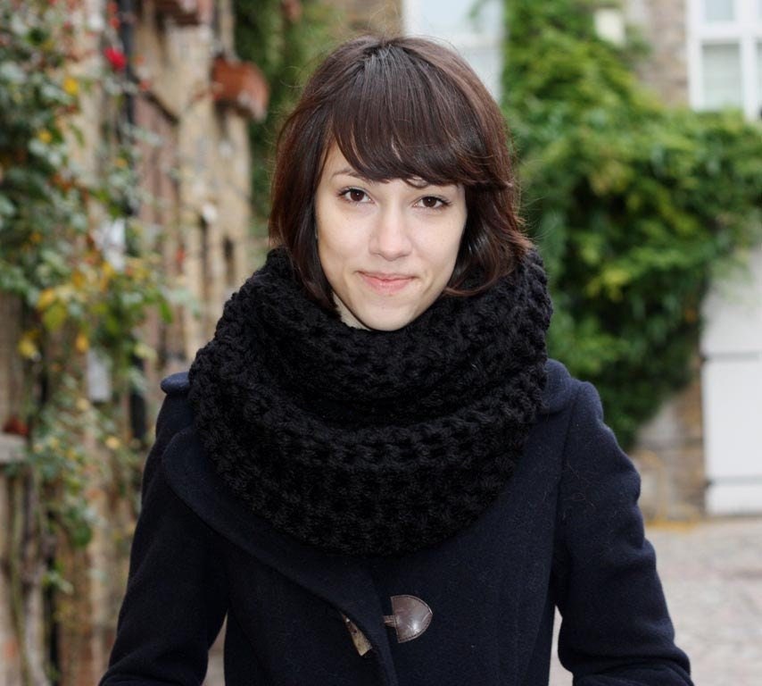Black Circle Scarf, Women's Scarf, Men's Scarf, Infinity Scarf, Snood