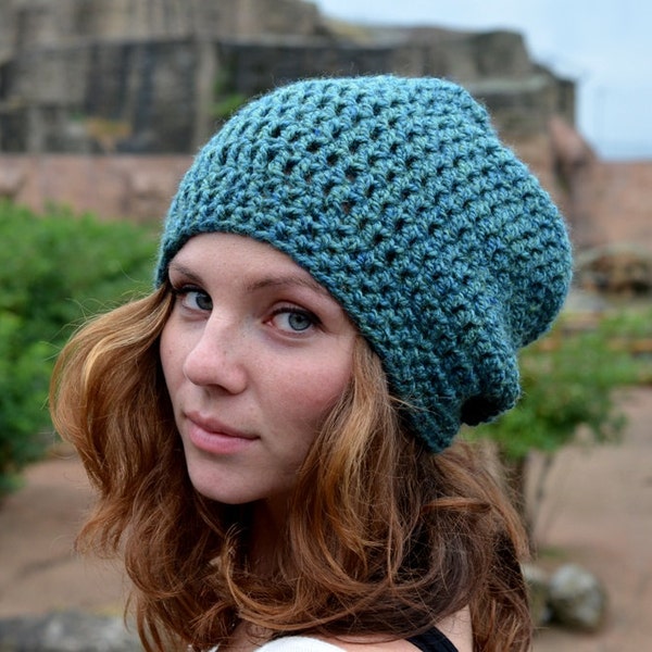 Slouchy Beanie Womens Slouchy Hat Crochet Slouchy Beanie Hat Spring Accessories Seaspray Green