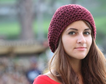 Womens Slouchy Hat, Crochet Slouchy Hat, Women's Hat, Crochet Hat, Womens Accessories, Fall Fashion, Slouchy Beanie Hat, Bordeaux