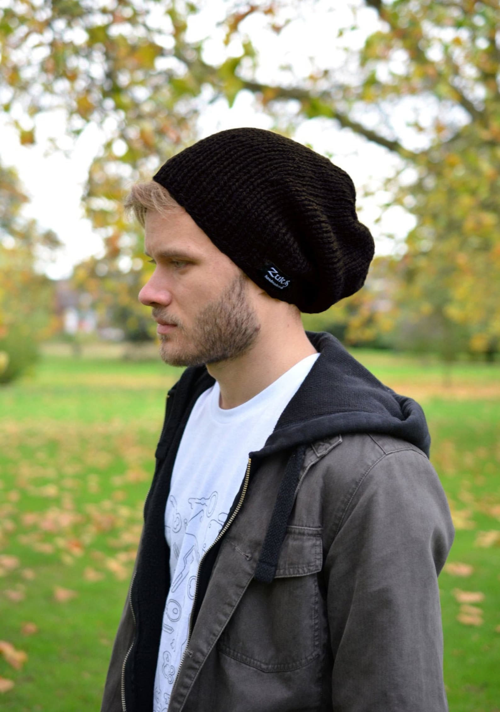 Men's Slouchy Beanie Men's Knitted Hat Mens Slouchy Etsy UK