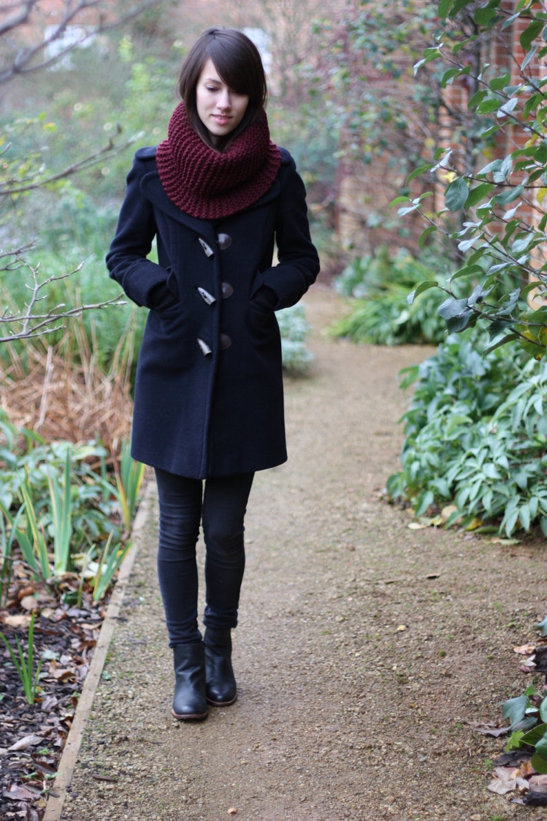 Bianca Rachele Hand Knit Cowl Scarf-  Burgundy