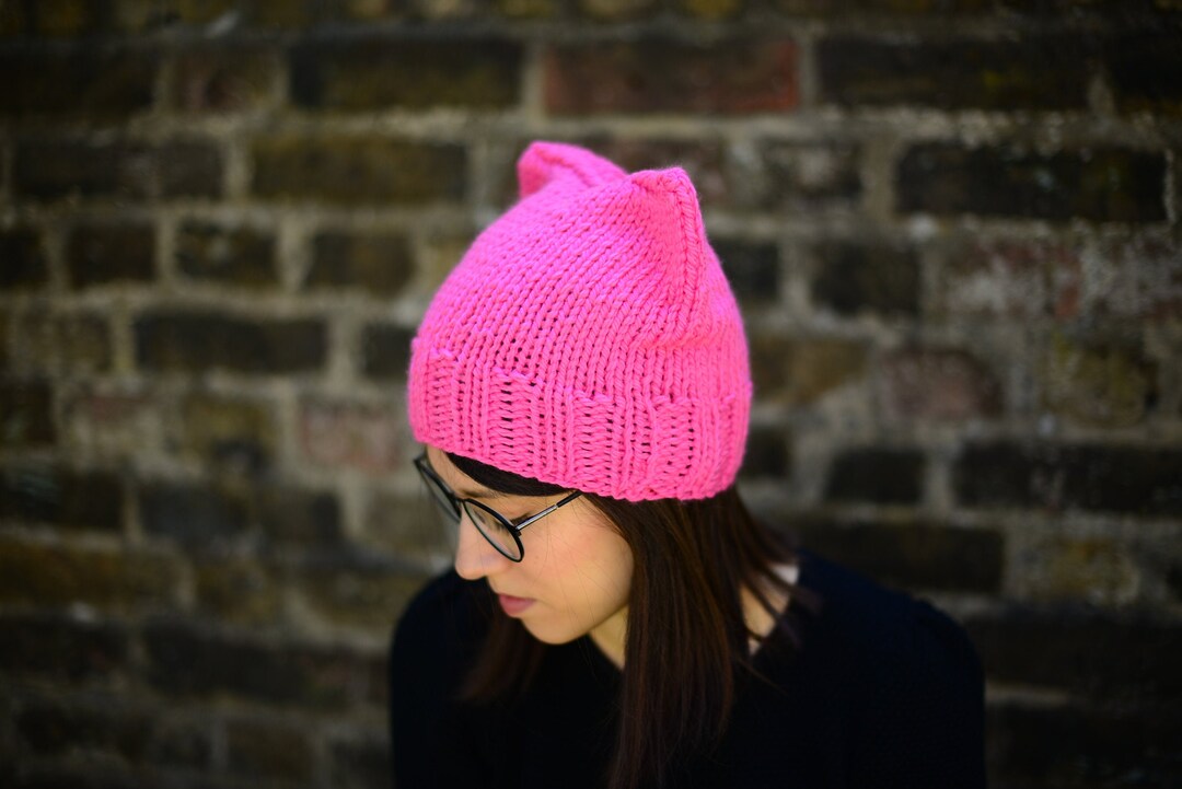 Pink Pussycat Hat, Pussycat Hat Project, Cat Ear Hat, Hand Knitted Hat