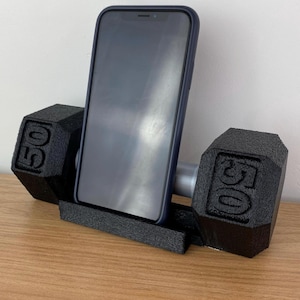 Haltertelefoonstandaard | Zwart of roze halter bureaudecor | Visitekaartje fitnesstrainer