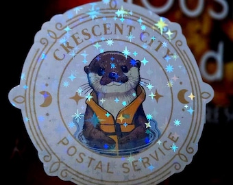 Pegatina de vinilo brillante impermeable con diseño de nutria, ideal para amantes de la fantasía, perfecta para portátiles y Kindles.