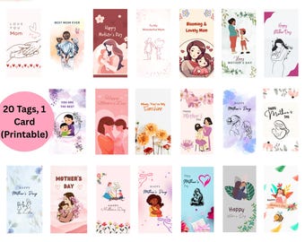 Tarjetas y etiquetas de regalo florales para el Día de la Madre: Estampados minimalistas (Descarga digital)