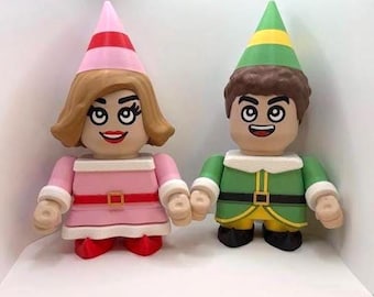 3D Printed Christmas Elf Figures: Buddy & Jovie Holiday Decor