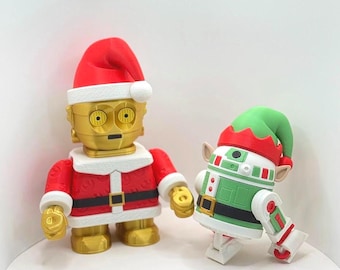Christmas Star Wars C3PO Santa & Elf R2 Chunkie Duo – 3D Printed Holiday Collectibles