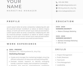Professional Resume Template – Editable Digital File