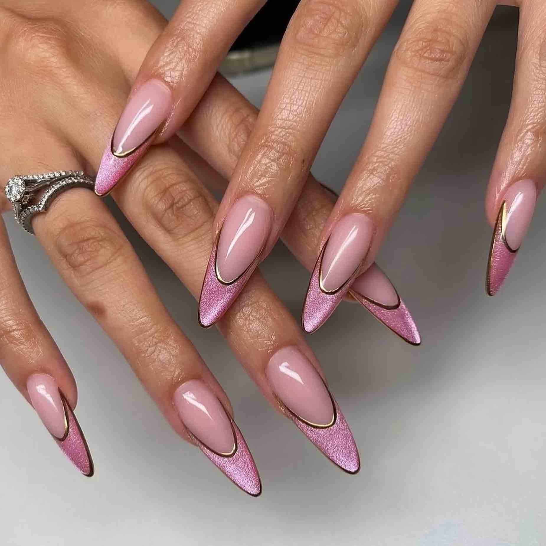 Elegant Chrome Twin-Tip Nails That Shine