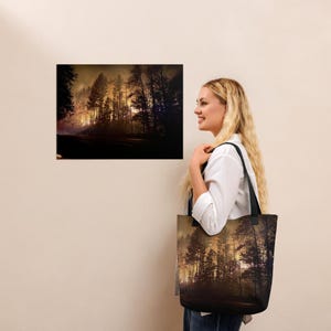 Wildfire at Night Wall Art – Forest Fire Landscape Photography – Moody Nature Poster Print – Tide and Timber Expeditions