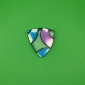 Handmade Tagua Nut Guitar Pick: Mosaic Stone Inlay, Vegan Plectrum, Canvas Gift Bag