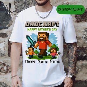 Dadcraft Father’s Day Sweatshirt - Custom Gamer Dad Gift, Personalized Family Names Sweatshirt, Fun Gaming Theme, Cool Father’s Day Gift