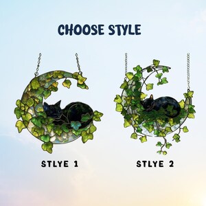 Custom Black Cat Ivy Acrylic Suncatcher, Moon Cat Window Hanging, Plant Lover Home Decor, Personalized Cat Gift image 4