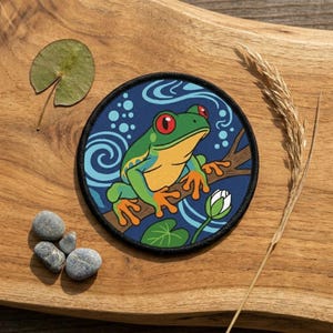 Custom Name Frog Embroidered Patch, Tree Frog Iron On Patch, Wildlife Backpack Hat Decor, Garden Nature Lover Outdoor Gift, Halloween Gifts