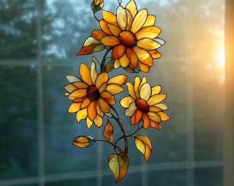 Custom Sunflower Acrylic Suncatcher – Sunflower Window Hanging – Rustic Farmhouse Floral Decor – Garden Lover Gift - Garden Lover Gift