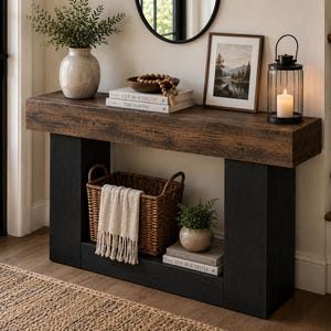 Wood Console Table, Entryway Table with Storage Shelf, Narrow Hallway Table, Rustic Farmhouse Sofa Table, Living Room Furniture