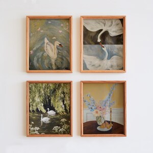 Swans in Willows Fine Art Print: Pond Scene Nature Wall Art image 6