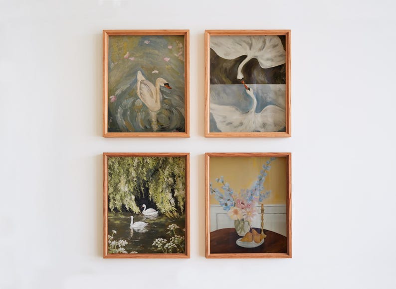 Swans in Willows Fine Art Print: Pond Scene Nature Wall Art image 6