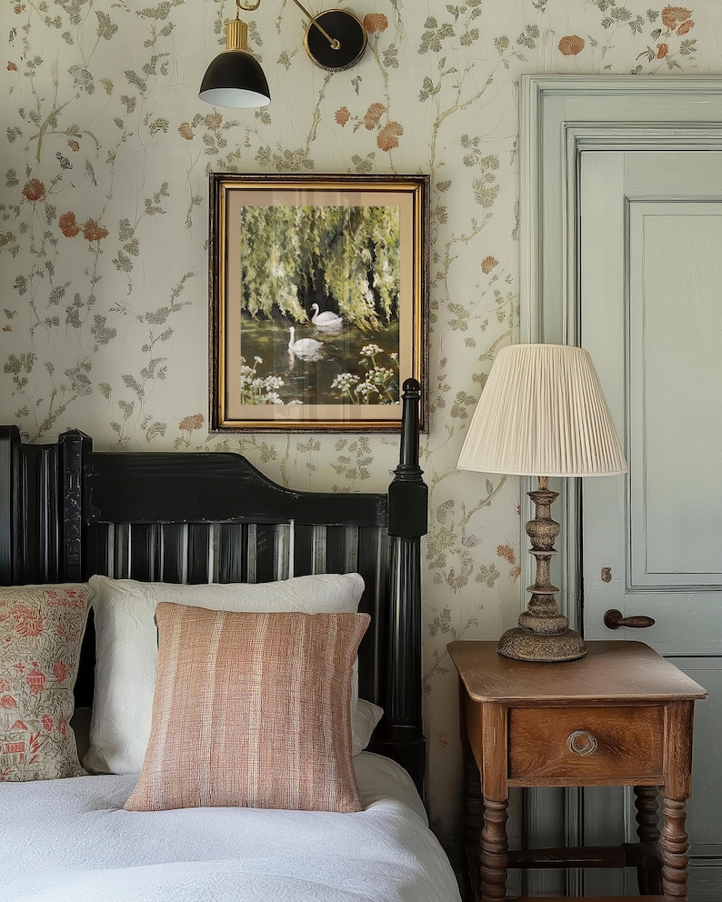Swans in Willows Fine Art Print: Pond Scene Nature Wall Art image 7