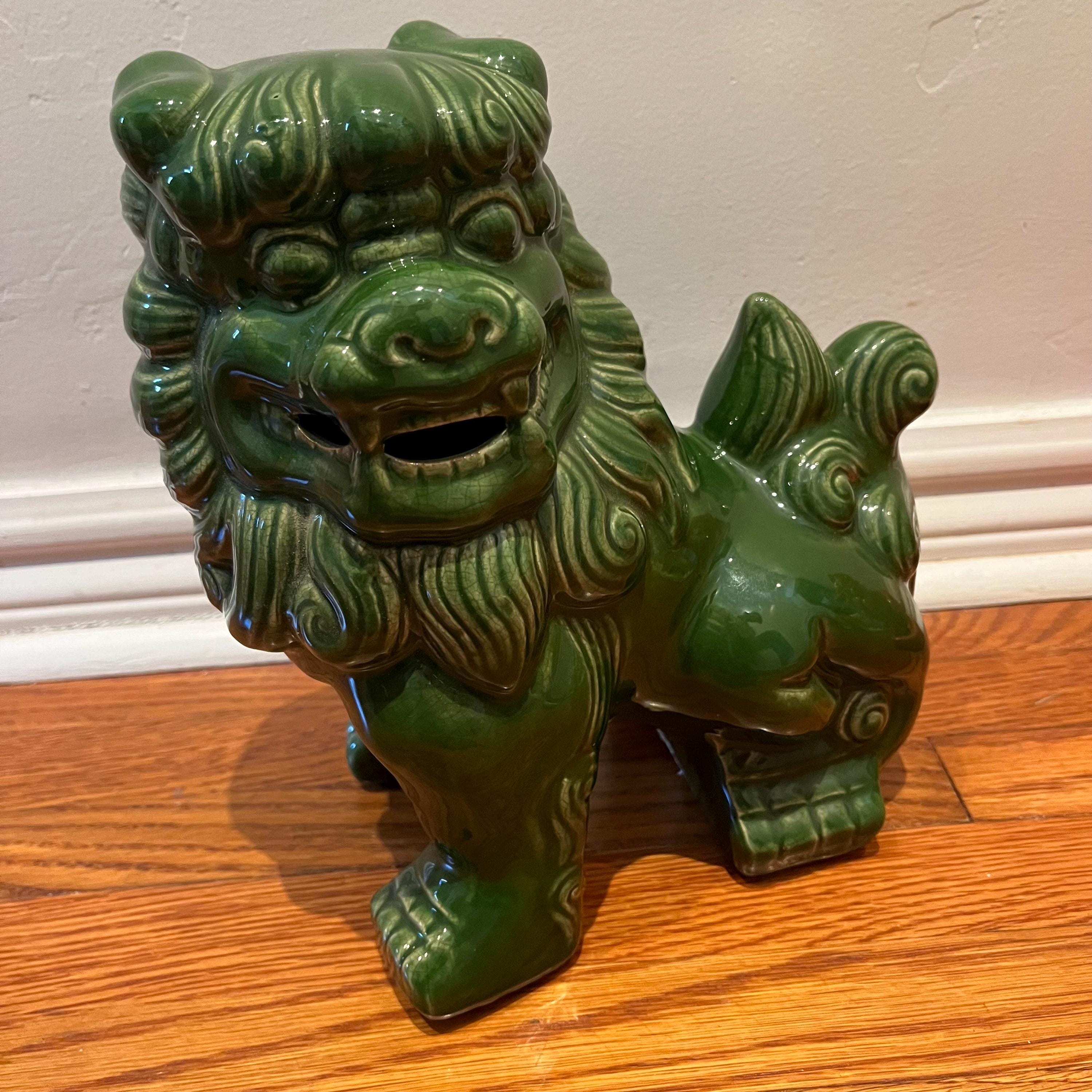 Ceramic Foo Dog Tchotchke in Dark Green