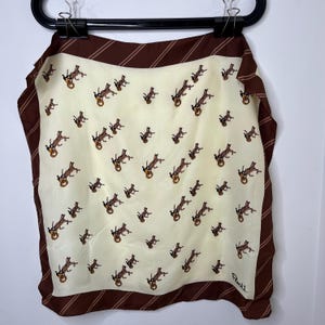 Vintage Paoli Equestrian Scarf: 1960s Horse & Buggy Motif