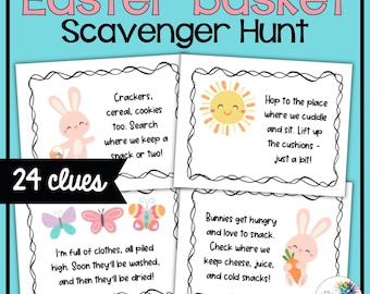 Osternest Schnitzeljagd | Druckbare Hinweise für Indoor Ostermorgen Spiel | Ostern Schatzsuche für Kinder